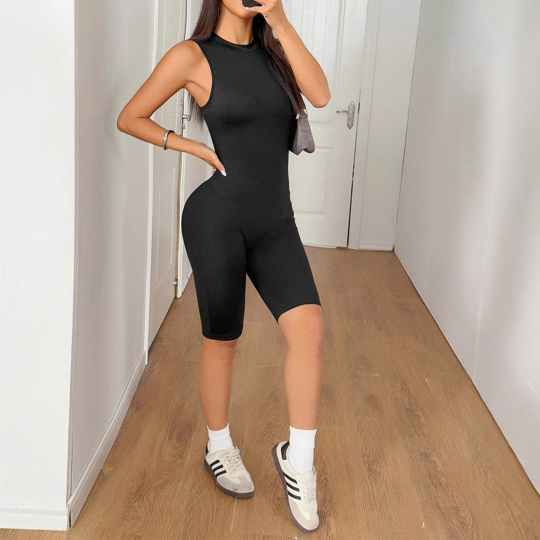Damen Sportlicher Bodycon Einteiler mit hohem Kragen R&B