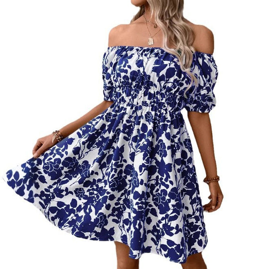 Damen Off-Shoulder Blusenkleid mit floralen Akzenten R&B