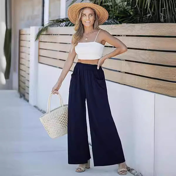 Damen Weit geschnittene Sommersonnenhose mit praktischen Taschen R&B