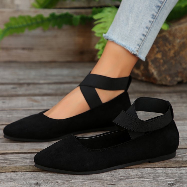 Damen Bequeme Ballerinas mit modischen Kreuzriemen R&B