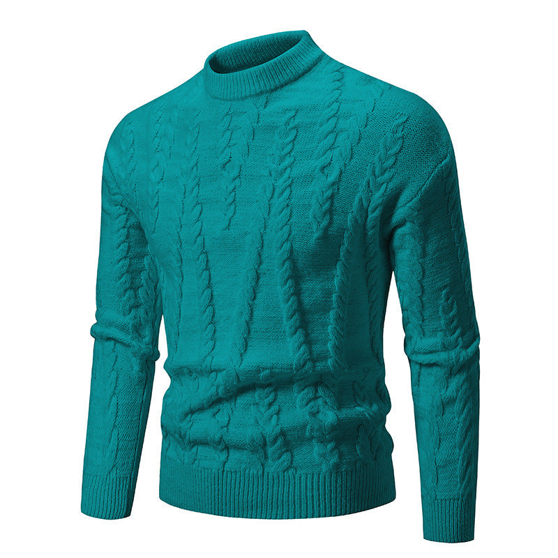 Herren Strickpullover mit Zopfmuster und hohem Kragen R&B