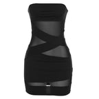 Damen Raffiniertes Bandeau-Kleid mit transparenten Einsätzen und Kreuzdetails R&B