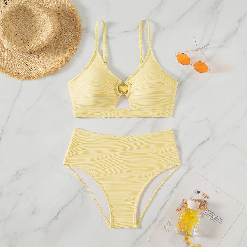 Damen Bikini-Set mit elastischem Muster und modischem Knotenverschluss R&B