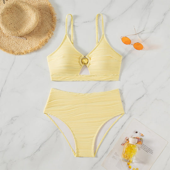 Damen Bikini-Set mit elastischem Muster und modischem Knotenverschluss R&B