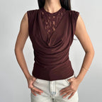 Damen Elegantes Oberteil mit raffinierter Spitzenpartie R&B