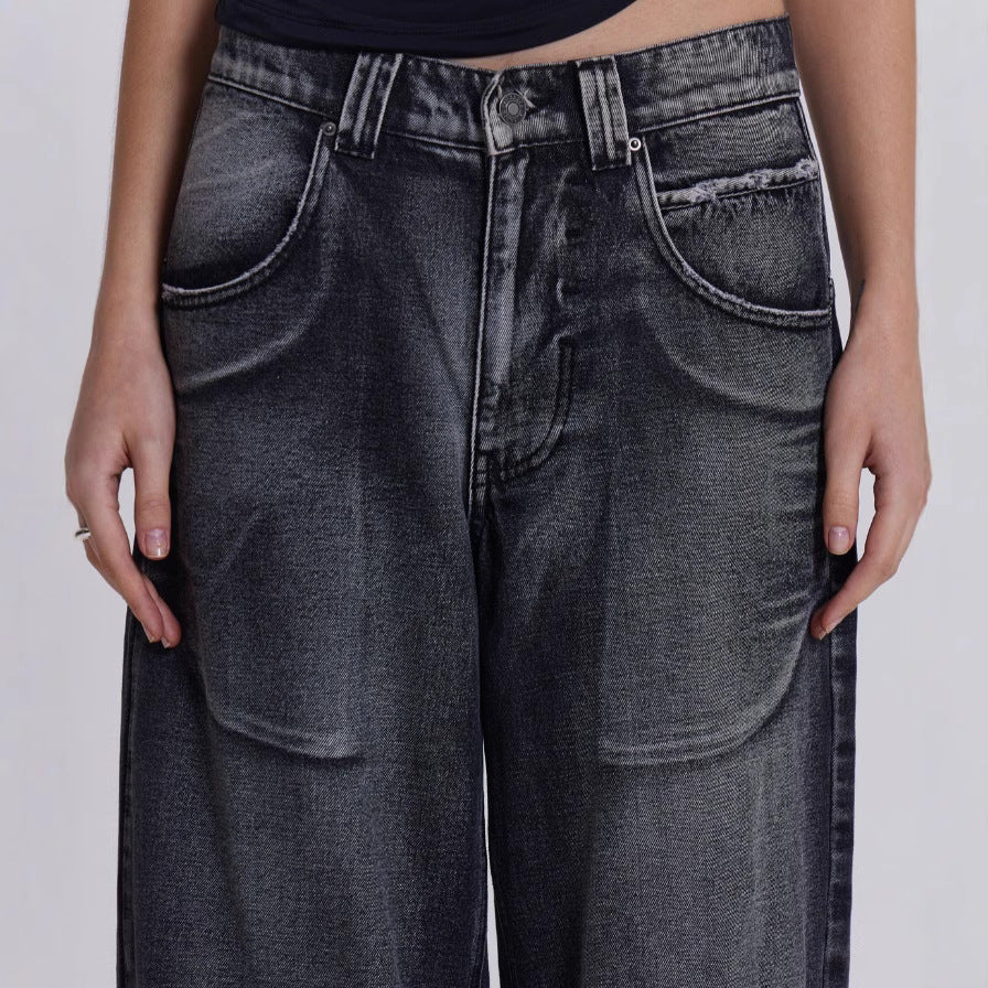 Damen weite Jeans mit kunstvollem Flügel-Design und einzigartigen Details R&B