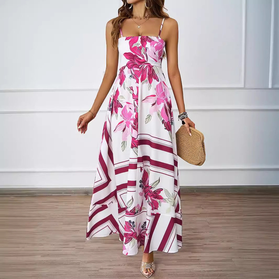 Damen Maxikleid mit modernem grafischem Design und elegantem A-Linien-Schnitt R&B