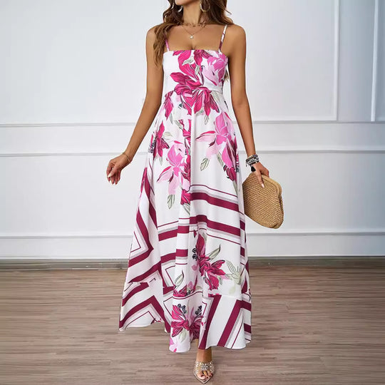 Damen Maxikleid mit modernem grafischem Design und elegantem A-Linien-Schnitt R&B