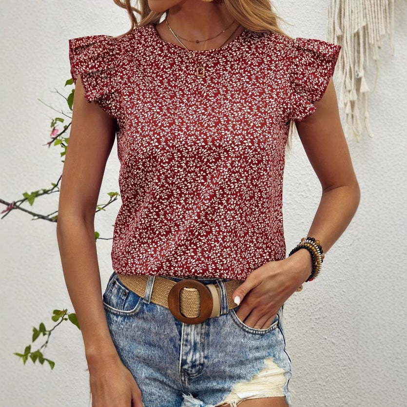 Damen Trendiges Blusenshirt mit Rüschendetails und floralem Muster R&B