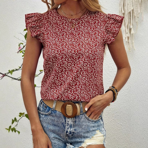 Damen Trendiges Blusenshirt mit Rüschendetails und floralem Muster R&B