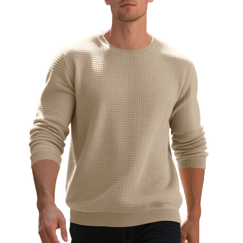 Herren warmer Pullover mit strukturiertem GewR&Be und Rundhalsausschnitt R&B