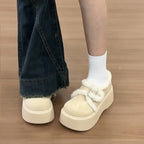 Damen Plattform-Schuhe mit kuscheligem Innenfutter und modischem Schnallen-Design R&B