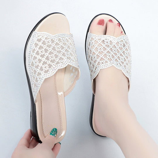 Damen Wedge-Sandalen mit modischem Riemendesign und eleganten Strassverzierungen R&B