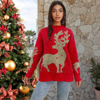 Damen Weihnachtspullover mit Glitzer-Design und rentiermotiv