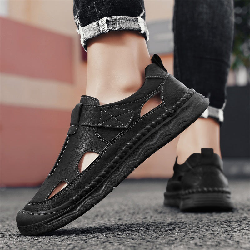 Damen Bequeme Leder-Sandalen mit verstellbarem Riemen und rutschfester Sohle R&B