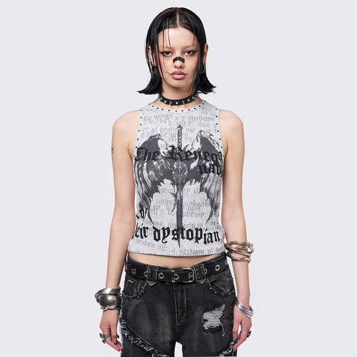 Damen Crop-Top mit urbanem Dystopie-Print R&B
