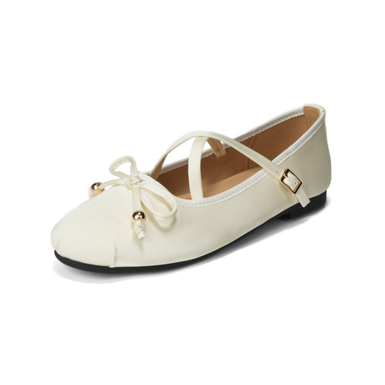 Damen Ballerina mit verstellbarem Riemen und dekorativem Schleifendetail R&B