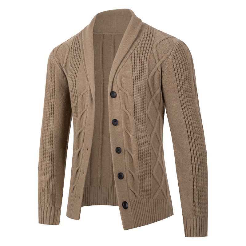Herren Strickjacke mit modischem Zopfmuster und strukturierter Textur R&B