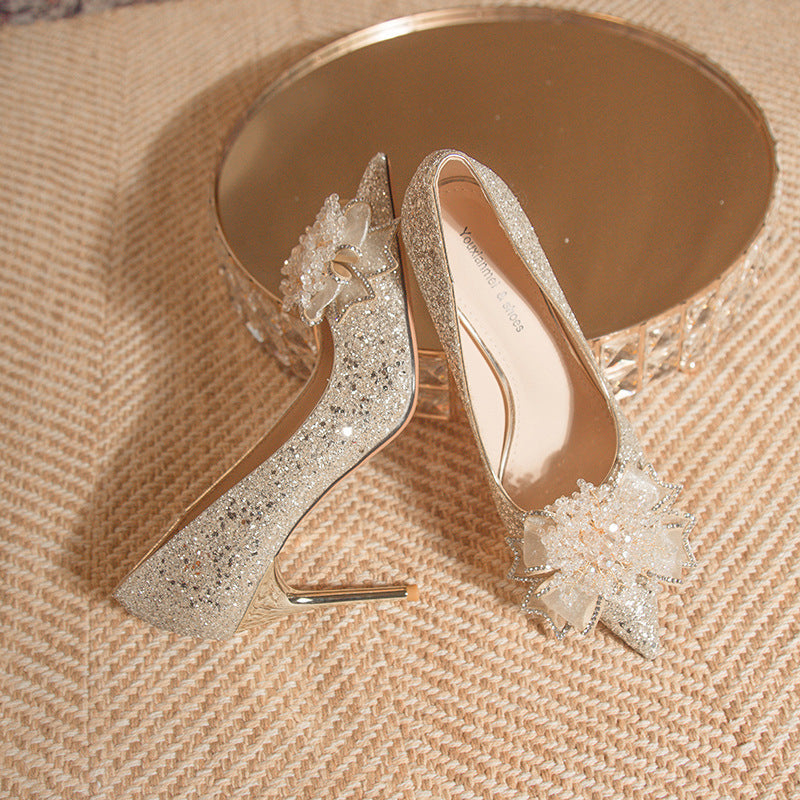 Damen Glamouröse Pumps mit funkelndem Strass und exquisite Blumenapplikation R&B