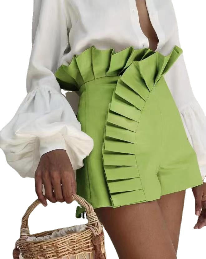 Damen Shorts mit eleganten Rüschendetails und hohem Taillenbund R&B