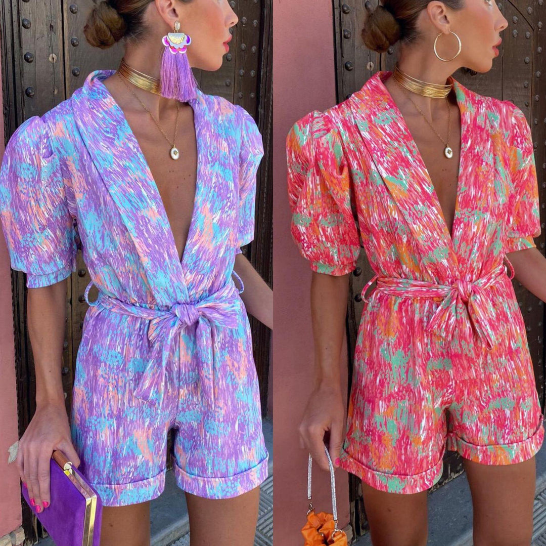 Damen modischer Jumpsuit mit lässigem Schnitt und tailliertem Gürtel R&B