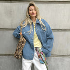 Damen Oversized Jeansjacke mit aufgesetzten Taschen und modernem Schnitt R&B