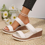 Damen Wedgesandalen mit geflochtenen Riemen und kombinierter Sohle R&B