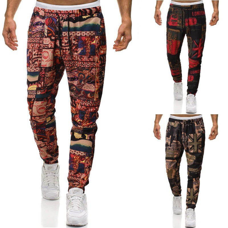Herren Cargohose mit urbanem Print und elastischem Bund