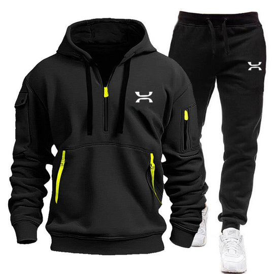 R&B Herren Hoodie-Trainingsanzug mit Reißverschlusstaschen
