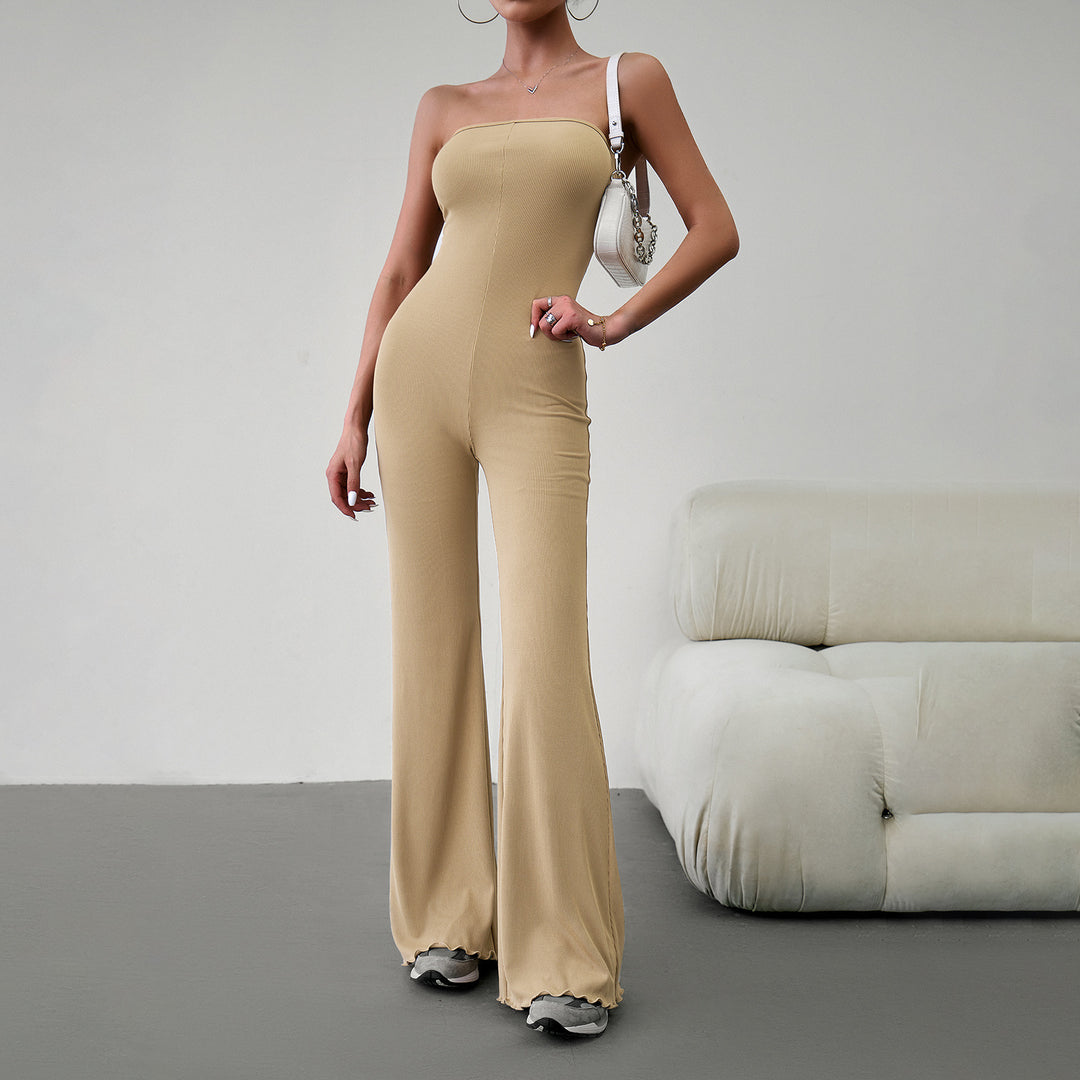 Damen Schmal geschnittenes Jumpsuit mit weitem Bein R&B