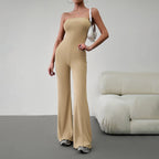 Damen Schmal geschnittenes Jumpsuit mit weitem Bein R&B
