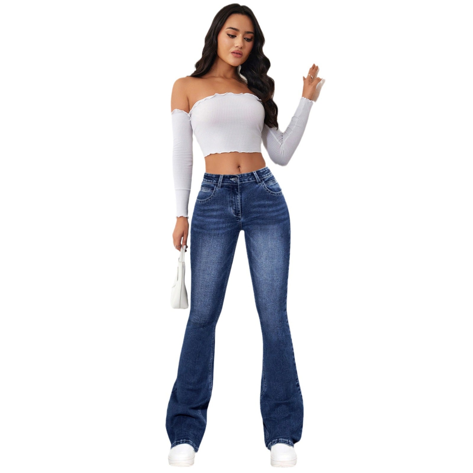 Damen Bootcut Jeans mit hohem Bund und lässigem Schnitt R&B