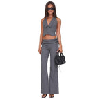 Damen elegantes Wickeloberteil mit stylischem Kragen und verspielten Details R&B
