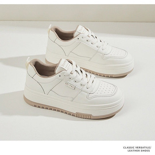 Damen Modische Lockere Sneakers mit hoher Sohle und atmungsaktiver Leder-Oberfläche R&B