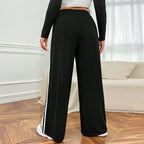 Damen sportliche weite Freizeithose mit seitlichen Kontraststreifen R&B