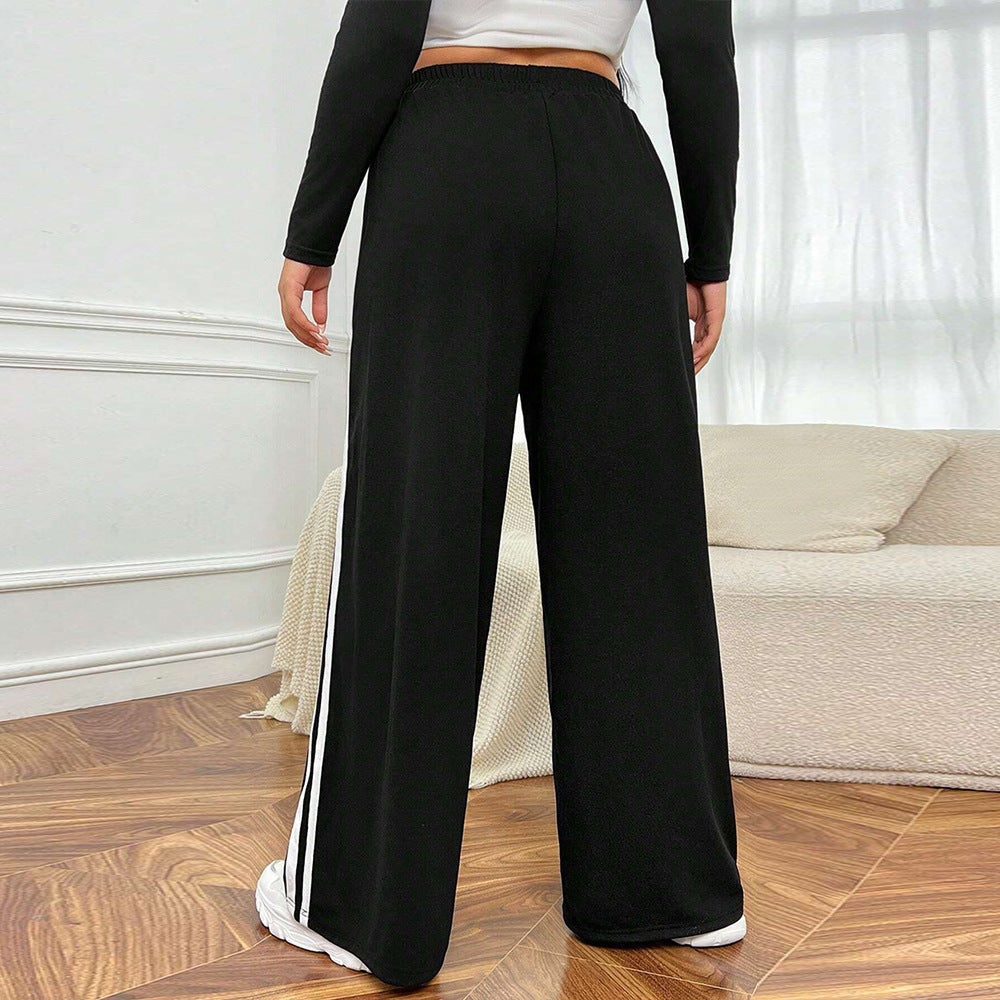 Damen sportliche weite Freizeithose mit seitlichen Kontraststreifen R&B