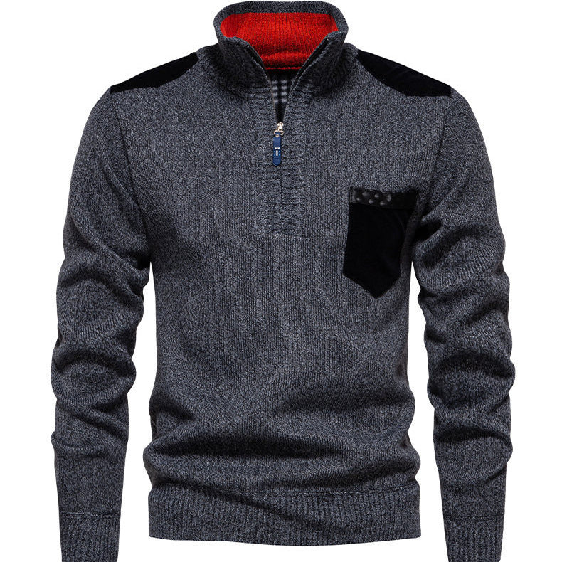 Herren Pullover mit halbhohem Kragen und modischen Akzenten R&B