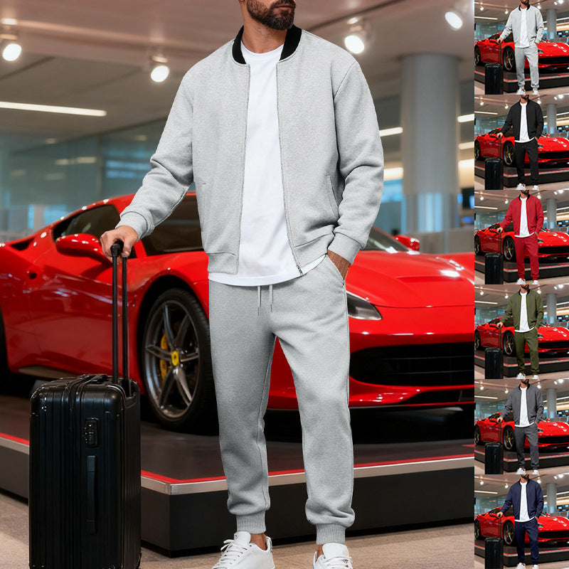 Herren nan sportlicher Freizeitanzug aus weicher Baumwollmischung mit Reißverschlussjacke und elastischer Jogginghose R&B