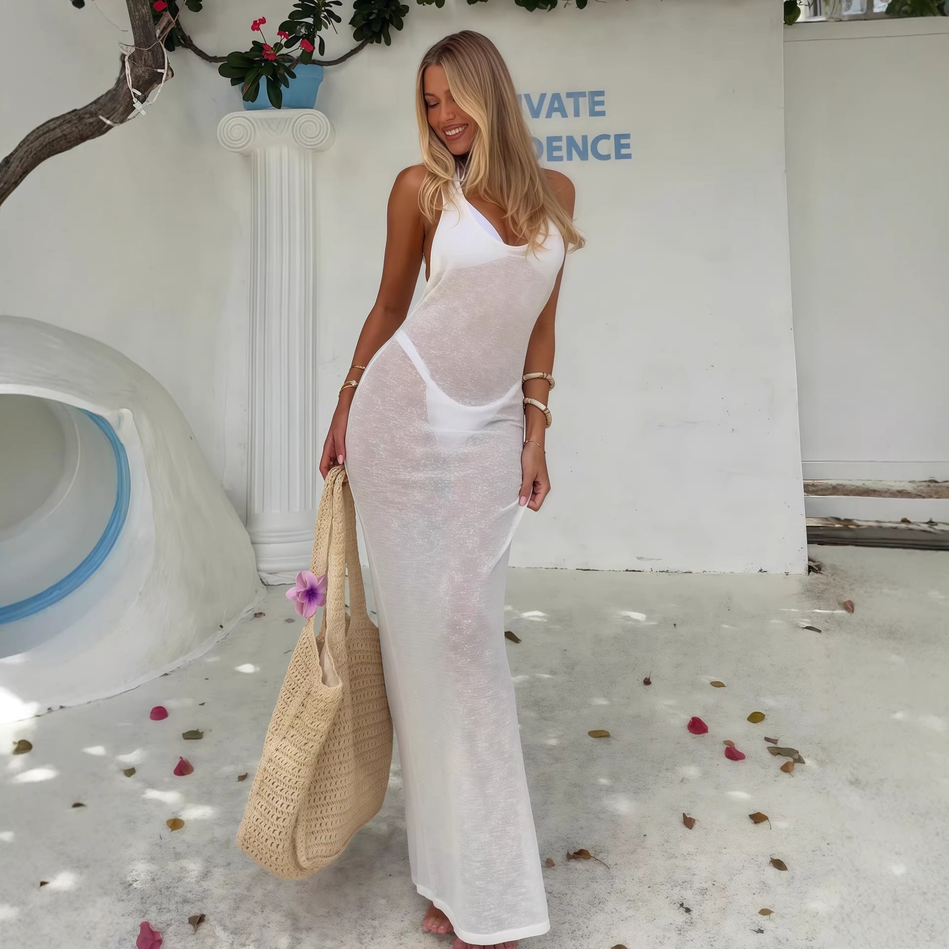 Damen Maxikleid mit elegantem Rücken-Ausschnitt R&B