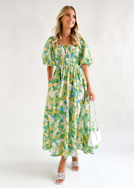 Damen Luftiges Maxikleid mit floralem Design und elastischem Taillenbund R&B