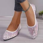 Damen Elegante Ballerinas mit floralem Spitzenoberteil R&B