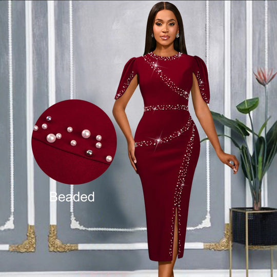 Damen elegantes Abendkleid mit glitzernden Akzenten und seitlichem Schlitz R&B