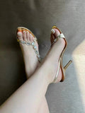 Damen elegante Hochhackige Sandalen mit Strassverzierungen R&B