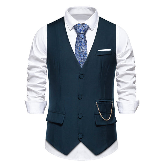 Herren elegante Anzugweste mit praktischen Taschen und modischem Design R&B