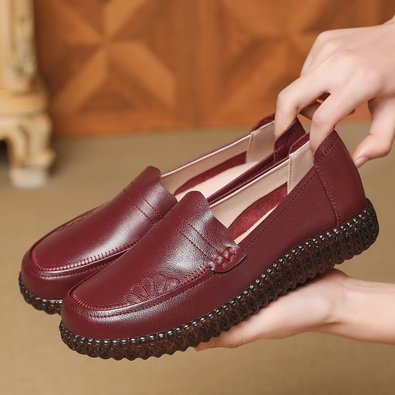 Damen Mokassins aus hochwertigem Leder mit rutschfester Sohle und elastischen Einsätzen R&B