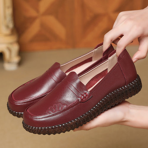 Damen Mokassins aus hochwertigem Leder mit rutschfester Sohle und elastischen Einsätzen R&B