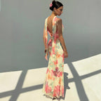 Damen Maxikleid mit raffinierten Spaghettiträgern und floralem Design R&B