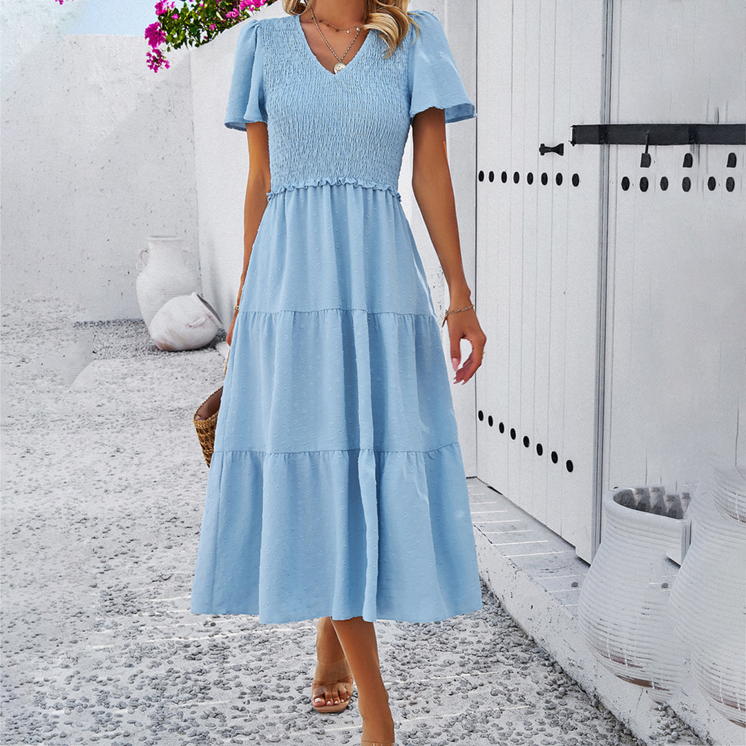 Damen Midikleid mit Rüschendetails und Punkten R&B