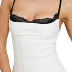 Damen Polka Dots Bustier-Top mit Spitzenakzenten EB