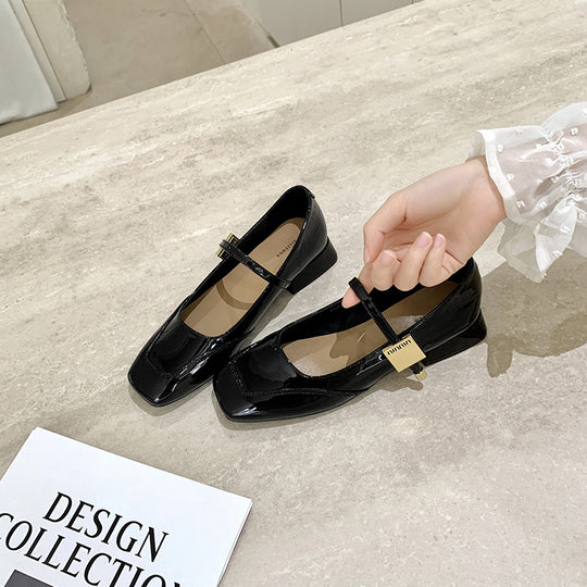 Damen Ballerinas mit glänzender Oberfläche und dekorativem Riemen R&B